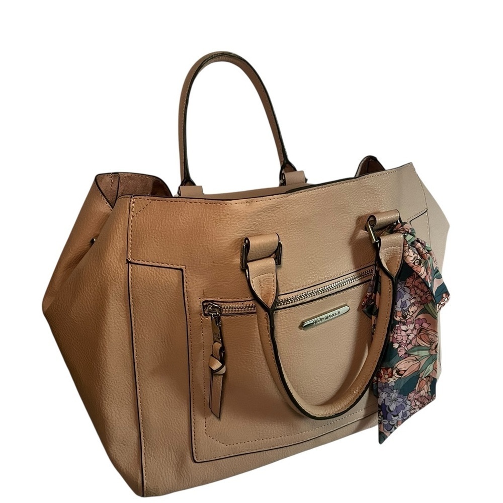 Steve Madden Blush Tote Bag + Floral Scarf + Removable Inner Bag - Picture 13 of 14